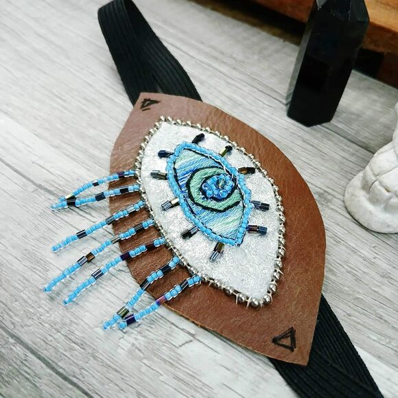 Embroidery Evil Eye, Eye Patch, Adjustable Vision Ocular Costume Accessory - Picture 5 of 6